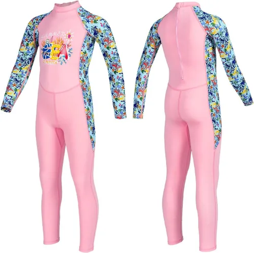 Miniatura 5 de Traje de baño de cuerpo completo de una pieza de manga larga para niños, traje de baño de protección solar para niños y niñas