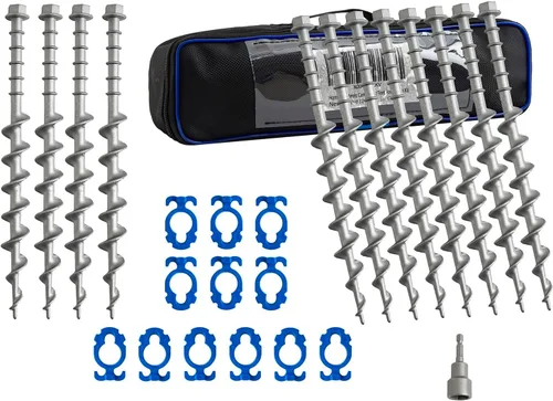 Miniatura 7 de Homeon Wheels - 12 piezas anclajes de suelo para campamento, tornillos de aluminio, metal resistente, no se oxida, anclajes fundidos para tienda