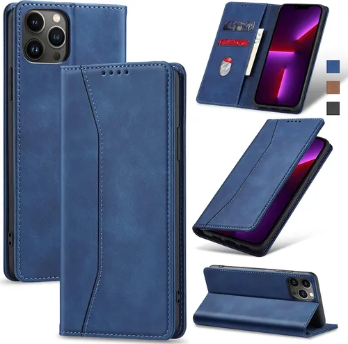 Jasonyu Funda tipo cartera con tapa para iPhone 13 Pro Max, funda magnética de cuero con tarjetero y función atril, funda protectora duradera de TPU