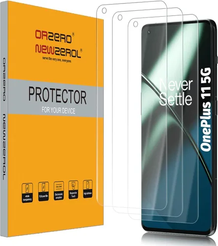 Orzero Paquete de 3 protectores de pantalla compatibles con OnePlus 11 5G, de alta definición, de borde a borde, TPU antiarañazos, sin burbujas