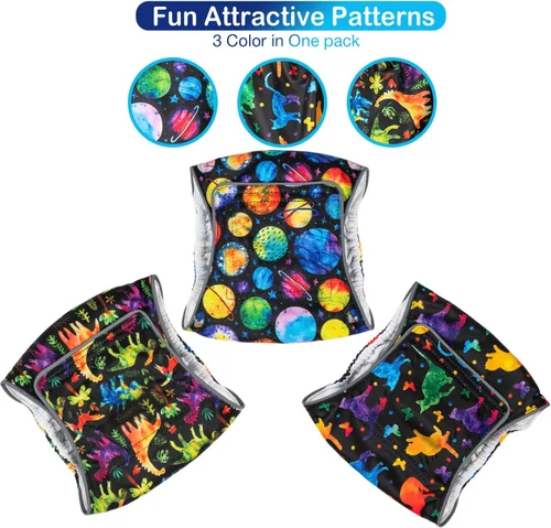 Miniatura 3 de Pet Soft Bandas para el vientre para perros, pañales lavables para perros machos, reutilizables, paquete de 3 unidades para cachorros