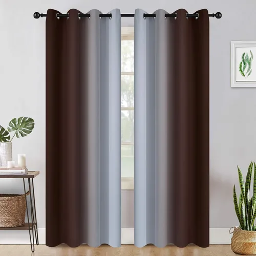 Miniatura 24 de COSVIYA Cortinas 100% Opacas Azul Degradado con Lazos Ajustables para Cocina Aislamiento Térmico Oscurecimiento de Habitación Cenefa con Bolsillo