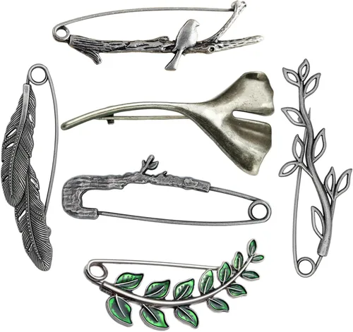 6PCS Extra Large Decorative Safety Pins for Clothing, Vintage Brooch Pins for Women, Giant Retro Sweater Lapel Pins – Fashion Jewelry Accessories