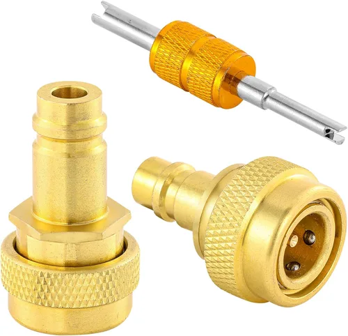 Adaptador R1234YF a R134A, kit de adaptador de conversión A/C R134a a R1234yf, kit de acopladores rápidos R1234yf Acoplador rápido de lado alto/bajo