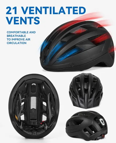 Miniatura 4 de Adult Bike Helmet with Visor and Goggles for Men Women Mountain Road Bicycle Helmet Rechargeable Rear Light Cycling Helmet