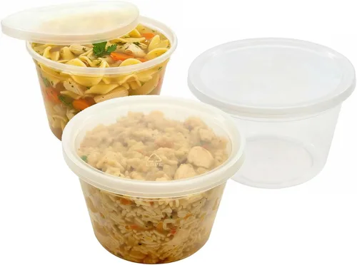 Miniatura 6 de PACTOGO Recipientes redondos de plástico resistentes de 64 onzas con tapas, para recipientes de preparación de comidas, sin BPA, apilables, a prueba
