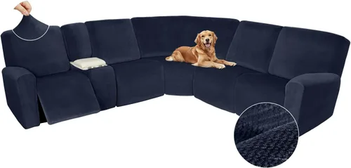 Miniatura 496 de Arfntevss Fundas de sofá seccional reclinable de terciopelo, Funda de sofá seccional de esquina para sofá reclinable, Funda elástica suave