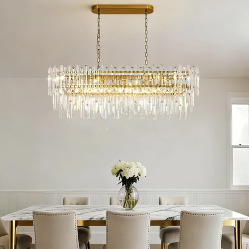 Miniatura 11 de Lámpara de araña de cristal moderna, luz LED, lámpara colgante con pantalla de acero inoxidable, candelabros para isla, luz para techo, comedor, 12