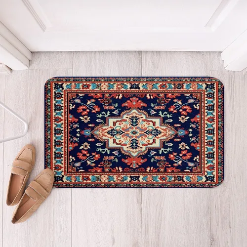 Miniatura 7 de Erosebridal Alfombras de baño vintage art decó, alfombra de baño antideslizante con medallón oriental rojo, 16 x 24 pulgadas, estilo bohemio, turco