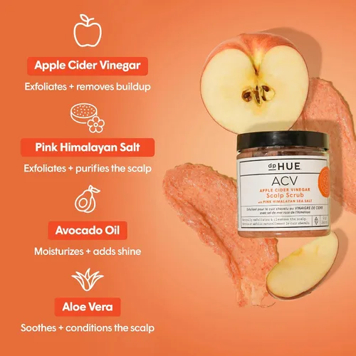 Miniatura 2 de dpHUE Exfoliante de vinagre de sidra de manzana con sal rosa del mar del Himalaya, 9 onzas, exfoliante natural y tratamiento del cuero cabelludo