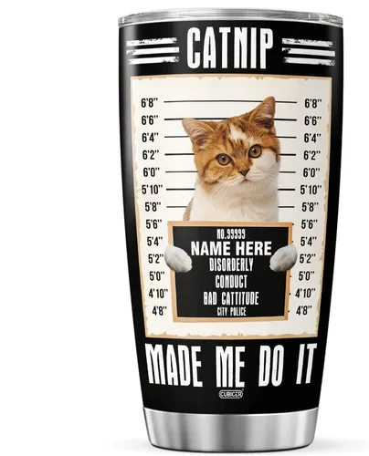 Miniatura 19 de CUBICER Vaso personalizado con diseño de gato americano de pelo corto con tapa, divertidos regalos de Navidad para mujeres, hombres, adultos