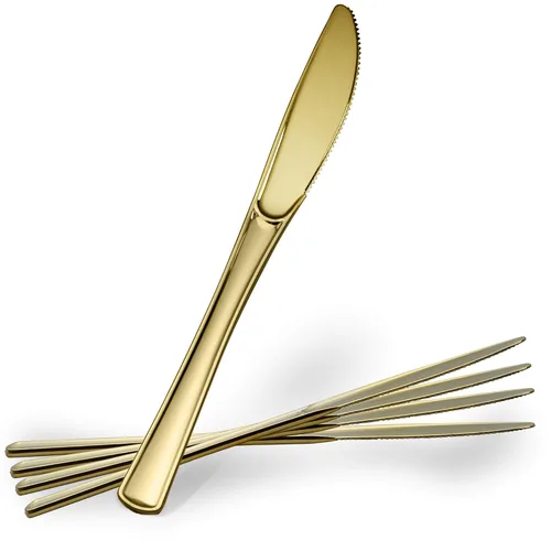 Miniatura 10 de Plasticpro Tenedores desechables de plástico dorado resistente, cubiertos de plástico elegantes que parecen cubiertos de oro real, utensilios