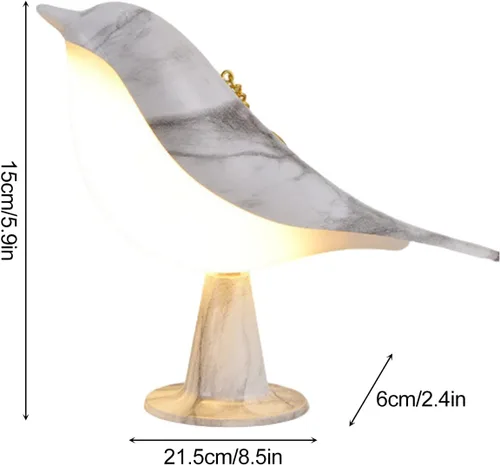 Miniatura 5 de Lámpara de mesa con control táctil de mesita de noche, lámparas de aroma, con forma de pájaro, lámpara de escritorio LED con puerto de carga USB, 3