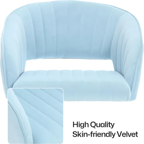 Miniatura 9 de HENGJIANYI Silla de escritorio giratoria para oficina en casa, moderna silla de tocador de terciopelo, sillón de altura ajustable con base dorada