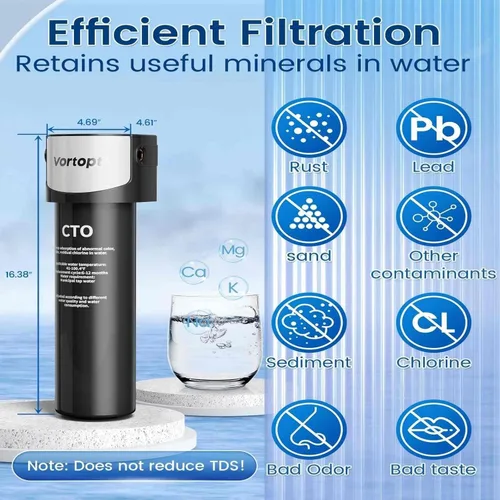 Miniatura 3 de Vortopt Filtración debajo del fregadero y encimera de 28000 galones, filtro de agua para fregadero de cocina, sistema de filtro para debajo