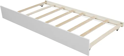 Miniatura 6 de MERITLINE Cama individual con nido, cama corrediza de plataforma con cabecero y estribo para niñas y niños, no necesita somier, (blanco)