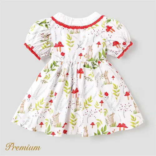 Miniatura 2 de PATPAT Vestido floral de princesa para niña, manga corta abombada, acampanado, elegante, vestido fruncido para niña de 3 a 24 meses