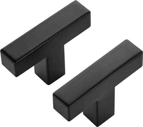 Miniatura 9 de Ravinte Paquete de 1 pomos cuadrados negros para gabinete, tiradores cuadrados de 2 pulgadas, color negro mate, manijas de gabinete de cocina de un