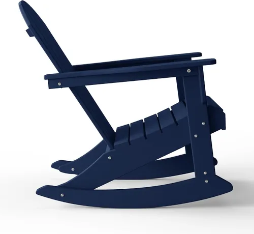 Miniatura 213 de WestinTrends Silla mecedora Malibu de poliéster para exterior/patio Adirondack, Negra