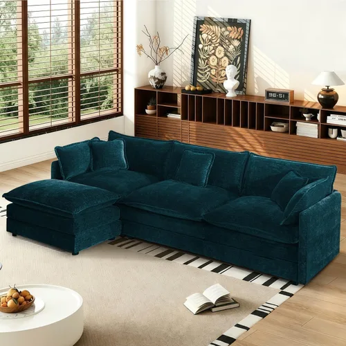 Miniatura 78 de Sofá seccional modular convertible de 76.7", sofás de dos plazas de chenilla con asiento profundo y cojines tipo loveseat para sala de estar, Beige