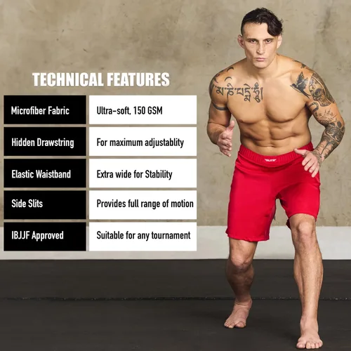 Miniatura 10 de Elite Sports - Shorts de combate para hombre, color negro, para combates MMA, BJJ, Jiu Jitsu