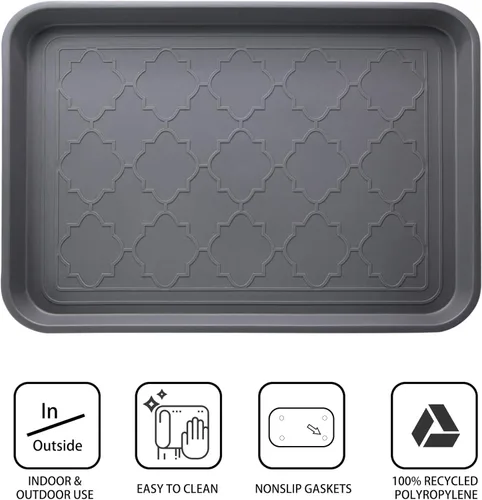 Miniatura 7 de Bandeja de botas para entrada en interiores, bandeja resistente para zapatos, 2 paquetes, 16.7 x 12.8 pulgadas, bandejas impermeables para zapatos