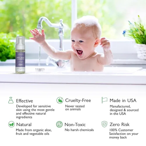 Miniatura 5 de SoCal Suds & Company Champú y gel de baño orgánico 2 en 1 para bebés y gel de baño, jabón de Castilla, jabón corporal suave y champú para pieles