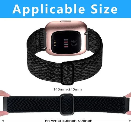 Miniatura 4 de Attbbon Banda elástica compatible con correas Fit Bit Versa/Fit Bit Versa Lite, correas deportivas de nailon elástico transpirables y ajustables