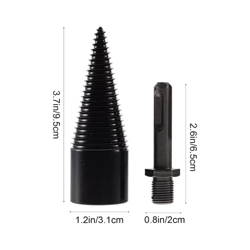 Miniatura 5 de 4pcs Wood Log Splitter Drill Bit Set with 3 Detachable Handles (Round, Square, Hex) 32mm Carbon Steel Firewood Splitting Tool for Electric Hammer