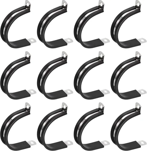 Miniatura 34 de uxcell Abrazadera de cable de 1/2 pulgada (0.472 in) de acero inoxidable 304 Abrazadera aislada acolchada de goma de acero inoxidable en forma de R