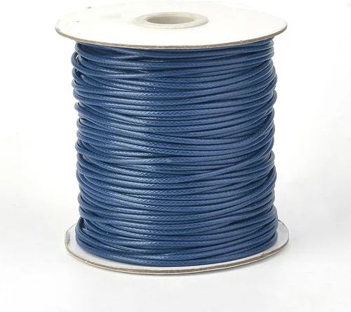 Miniatura 40 de Cordón de poliéster encerado coreano de 100 yardas, hilo de cordón trenzado beige para collar, cuerda de alambre de 0.079 pulgadas con carrete