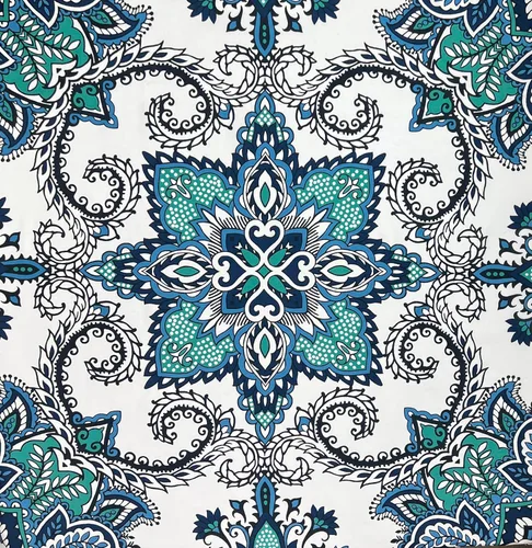 Miniatura 4 de Serafina Home Cortina de ducha bohemia, diseño floral de mandala azul marino, verde azulado, blanco, tela, 72 x 72 pulgadas, resistente a
