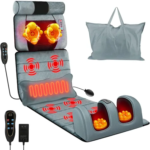 Miniatura 10 de Full Body Massage Mat with Heat, Vibration Back Massage Pad with 10 Motors 3 Heating Levels Timer, Full Body Massager for Bed Chair Sofa, Father‘s