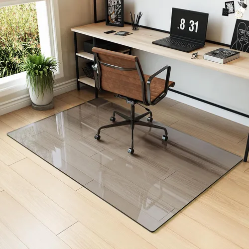 Miniatura 16 de Koonmi Tapete para silla de vidrio templado para suelos de madera dura y alfombras, 30 x 55 pulgadas, protector de piso de oficina transparente