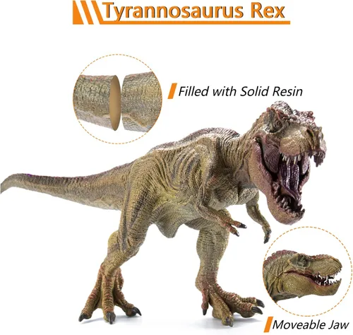 Miniatura 2 de Juego de 2 piezas de dinosaurios, tiranosaurio Rex grande de 15.7 pulgadas y T-rex realista de 12.2 pulgadas, figura de acción de dinosaurio