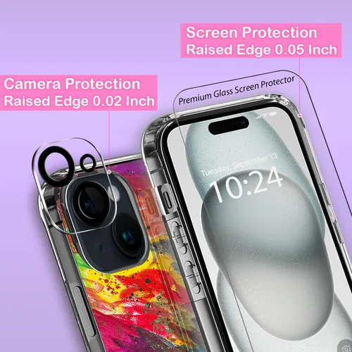 Miniatura 4 de Funda transparente antiamarillamiento para iPhone 15, 6.1 pulgadas, protección contra caídas de grado militar de 6.6 pies, delgada a prueba