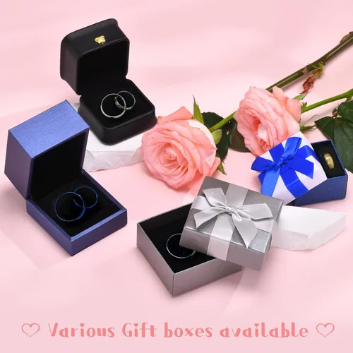 Miniatura 6 de Juego de anillos de boda negros para él y ella, anillos grabados para hombre, bandas de clase para hombres y mujeres, anillos personalizados