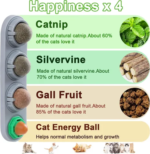 Miniatura 2 de CCINEE Pelotas de hierba gatera para gatos, juguetes comestibles para gatos para lamer gatos, seguros y saludables, juguetes para masticar, limpieza
