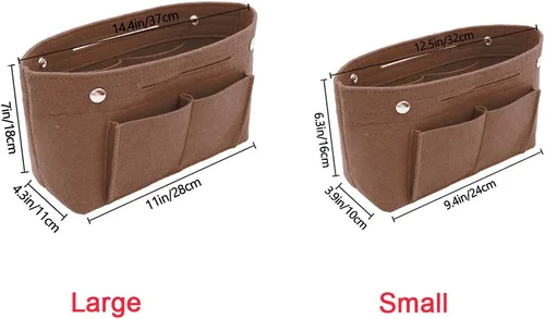 Miniatura 6 de VANCORE Organizador de fieltro para bolso, organizador de bolso estrecho, bolsa de viaje para cosméticos, para mujeres, café, grande