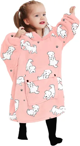 Miniatura 25 de KFUBUO Manta portátil con capucha de sherpa para niños, todos los patrones, sudadera de gran tamaño con bolsillo, regalos de cumpleaños para niñas