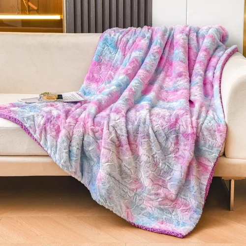 Miniatura 2 de NEWCOSPLAY - Manta de piel sintética súper suave con forro de sherpa, manta de pelo de ciervo para sofá y cama