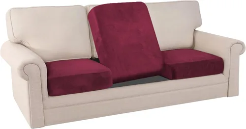 PrinceDeco Fundas elásticas para cojín de sofá, juego de fundas de cojín ajustables individuales de tela de terciopelo suave para silla, cojín y