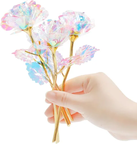 18 piezas de flores artificiales de arco iris de color rosa galaxia, el mejor regalo para el día de la madre, Acción de Gracias, día de San
