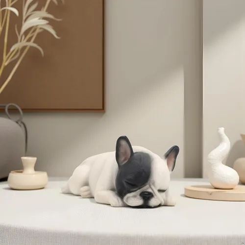 Miniatura 3 de Comfy Hour Doggyland Collection, Coleccionables de Perros en Miniatura, Figura de Bulldog Francés Acostado Durmiendo de 6", Estatua de Animal