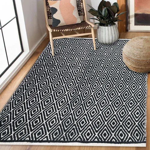 Miniatura 9 de Chardin home Alfombra de pasillo 100% algodón con diamantes de 2 x 5 pulgadas, totalmente reversible, lavable a máquina, beige grisáceo y blanco