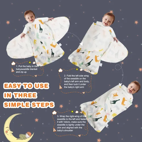 Miniatura 5 de Manta para arrullo para bebé niña y niño, mantas envolventes para recién nacidos, manta envolvente de transición infantil 100% algodón, manta
