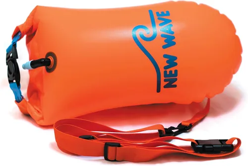 Miniatura 3 de New Wave Swim Buoy para nadadores y triatletas en aguas abiertas - Flotador ligero y visible para entrenamiento y carreras seguras - Nylon TPU