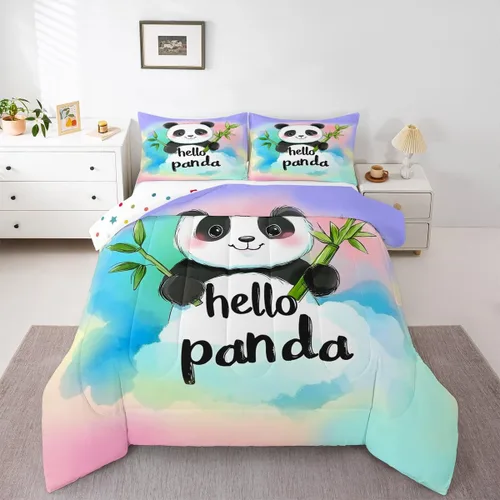Miniatura 13 de Erosebridal Juego de ropa de cama de oso polar, tamaño individual, juego de edredón de oso blanco con patrón de animales, edredón de microfibra Oso