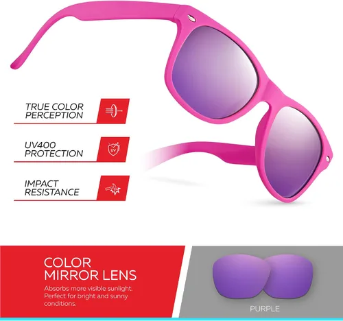 Miniatura 60 de Retro Rewind Lentes de sol para niños y niñas de 3 a 12 años, inastillables, UV400, lentes de sol para niños pequeños