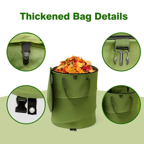 Miniatura 3 de Cubo de basura plegable para exteriores, de 13.8 x 15.8 pulgadas, bolsas de basura de tela Oxford 600D para patio, papelera de campamento con clip